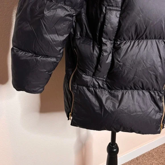 Eddie Bauer Down Black Hooded Puffer Coat Jacket Parka Size L - Picture 2 of 9